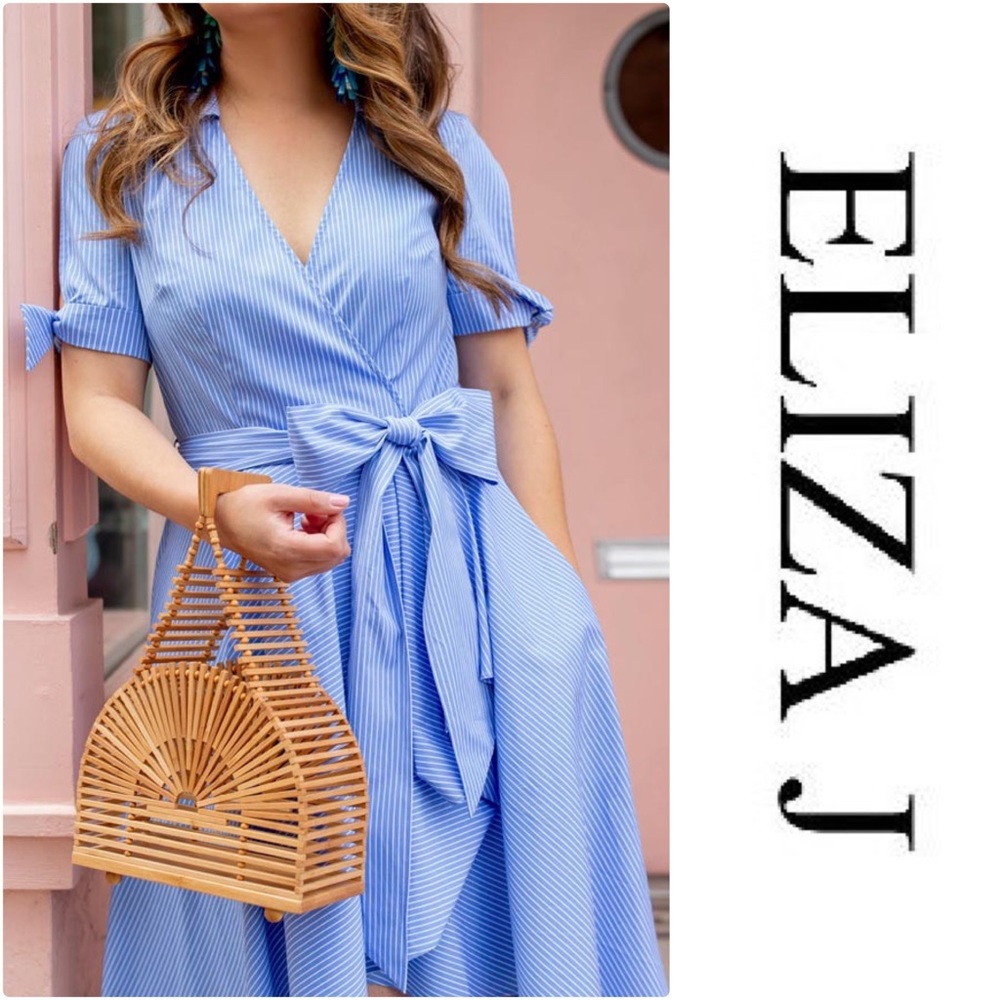 Eliza J Stripe Faux Wrap Shirtdress - Picture 3 of 3